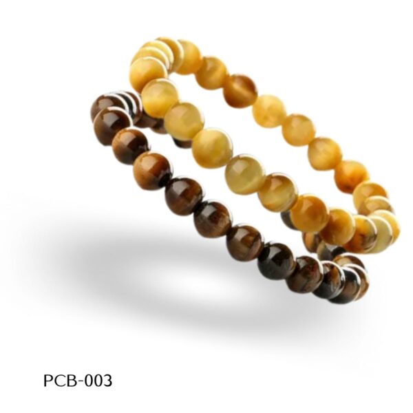 PCEB-3 Pulcera abalorio elástica Caballero Ojo de tigre/ Ágata, 8 mm