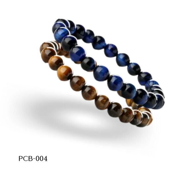 PCEB-4 Pulcera abalorio elástica Caballero Ojo de tigre/ Ágata, 8 mm