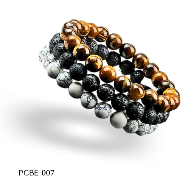 PCEB-7 Pulcera abalorio Hilo Caballero Ojo de tigre/ Ágata/ Piedra Natural, 8 mm